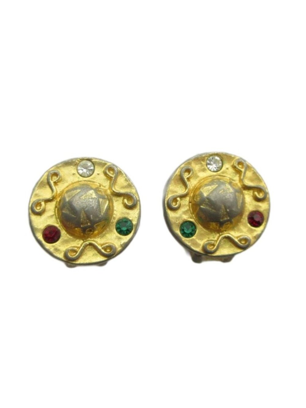 Celine Earrings Clip on Rhinestone Gold